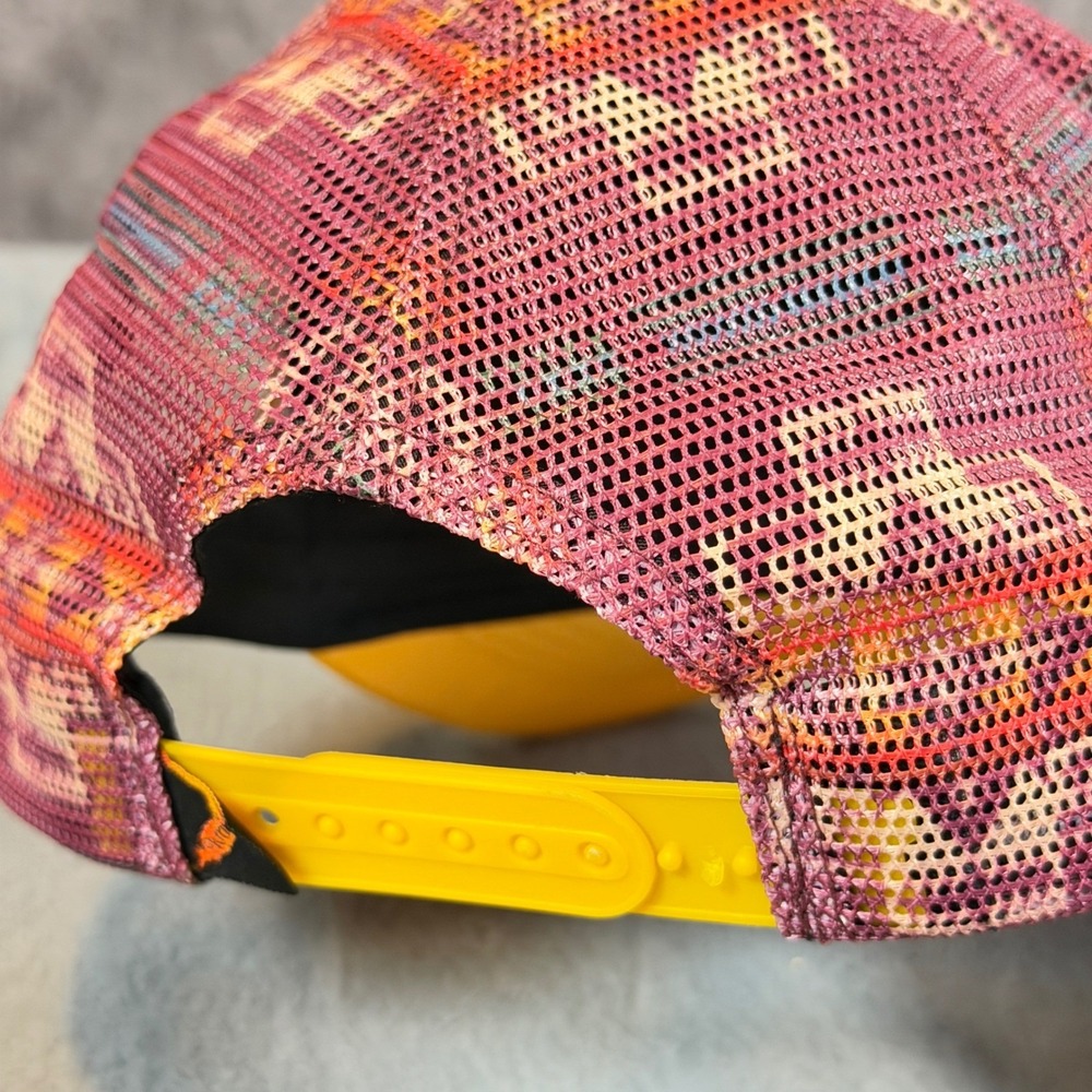 Nativo Southwestern Geometric Mesh Trucker Hat Snapback Yellow Burgundy Cap - Picture 3 of 7